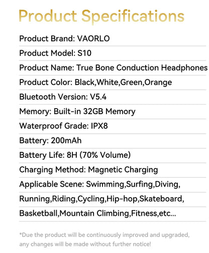 Bone Conduction Bluetooth 5.4 Headphones – Wireless IPX8 Waterproof Earphones for Swimming & Sports with MP3 Player, 32GB Storage