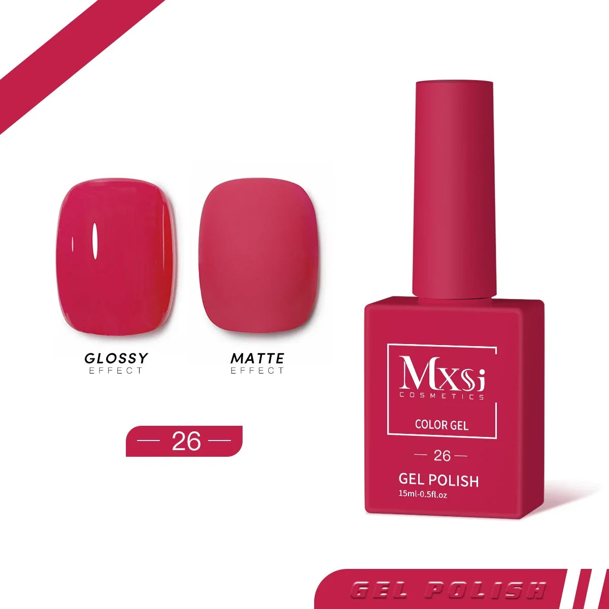 Mxsi 15ml Gel Nail Polish - Neon Brown, Royal Blue, Red, Green & Nude UV Gel Lacquer Colors for Nail Art
