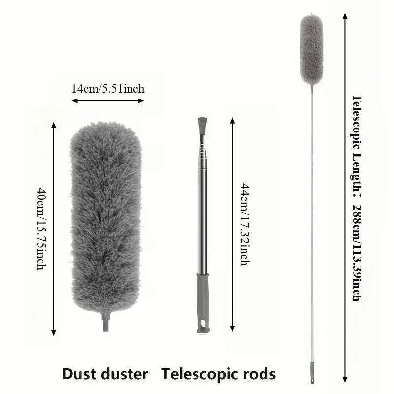 Extendable Microfiber Duster - Retractable Washable Dust Brush for Ceiling & Home Cleaning