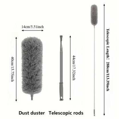 Extendable Microfiber Duster - Retractable Washable Dust Brush for Ceiling & Home Cleaning