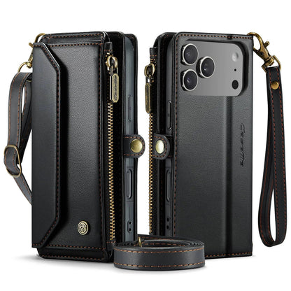 RFID Blocking Crossbody Wallet Case for iPhone 17 Pro Max & Air, PU Leather Card Holder with Strap
