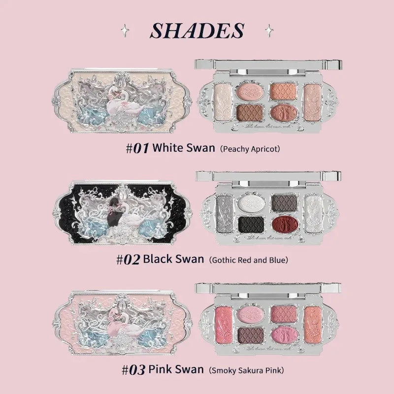 Flower Knows Moonlight Mermaid Eyeshadow Palette – 5-Color Matte, Shimmer & Glitter Waterproof Eye Shadow