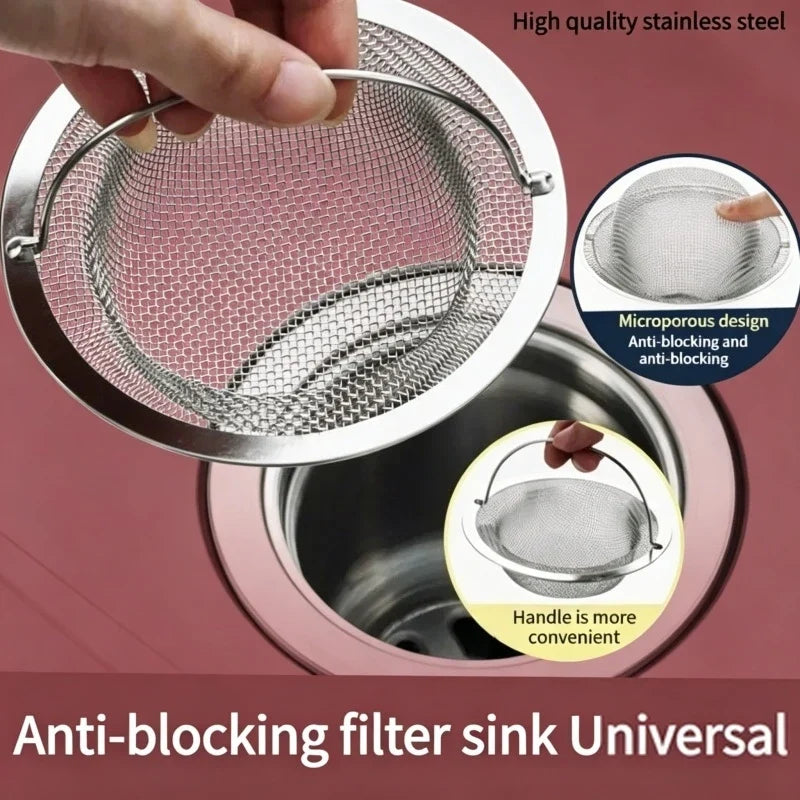 Stainless Steel Sink Strainer - Kitchen & Bathroom Drain Hair and Food Waste Filter