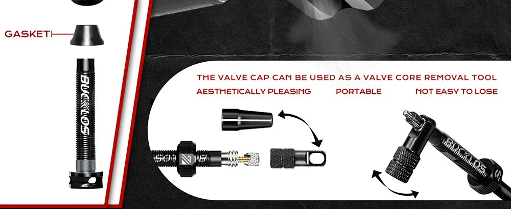 BUCKLOS Tubeless Presta Valve 40–100mm — CNC Aluminum Alloy Bike Valve for Road & MTB