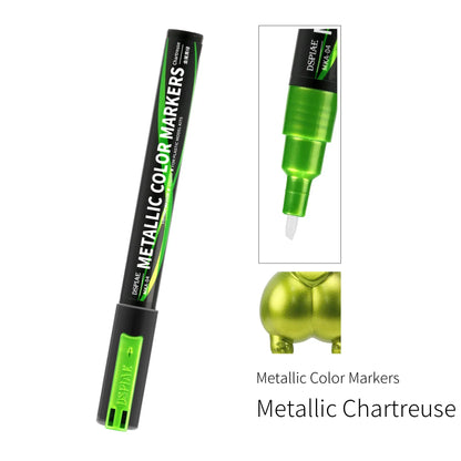 DSPIAE MKA Super Metallic Brush Pen – 12 Water-Based Colors with Soft Tip for Gundam & Mecha Model DIY Hobby
