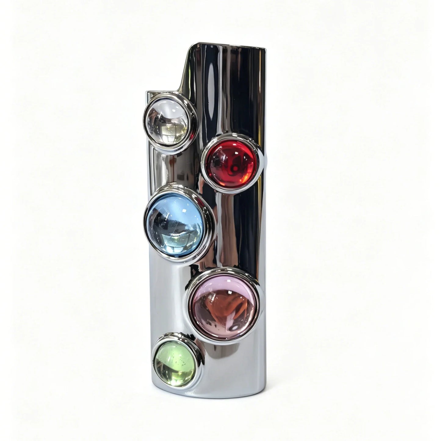 Metal Cowboy Boot Lighter Case - Cute Cat Eye Rhinestone Embroidered Zinc Alloy BIC J6 Sleeve Cover