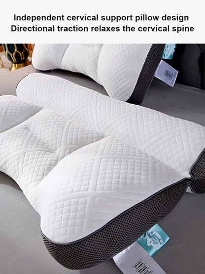 Sleep Neck Care Pillow – Zoning Design Low Pillow for Adults, Washable Knitted Pillow Core for Home & Hotel Use