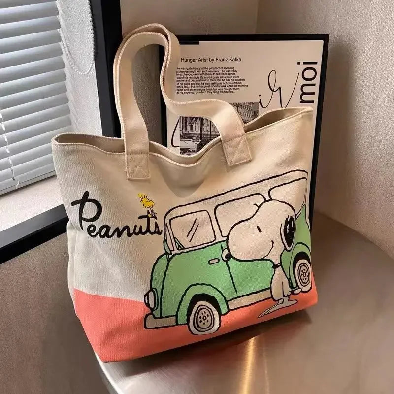 Snoopy Girl Cartoon Canvas Bag – Cute, Lightweight, Large Capacity Shoulder Bag for Travel & Casual Use