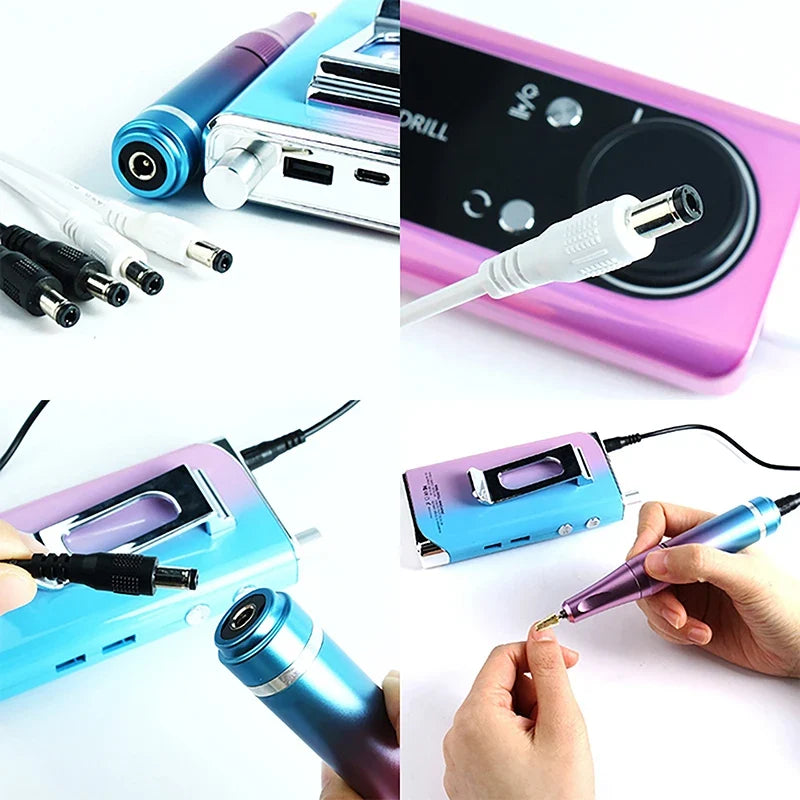 Nail Polishing Machine Connection Cable - 1M/1.5M Double-Head DC Port Handle Line for Rechargeable Manicure Tools