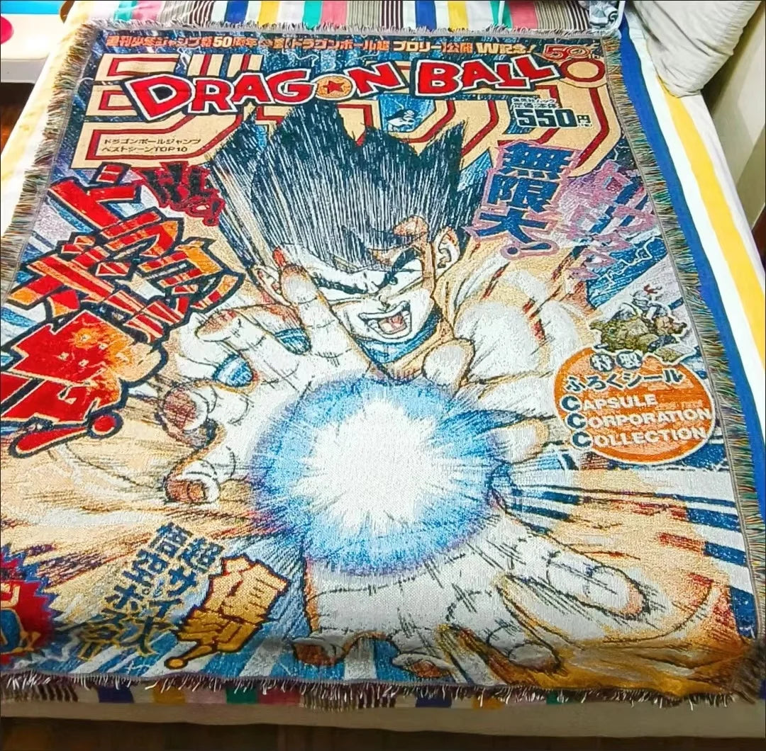 Anime Dragon Ball & One Piece Cotton Blanket – Casual Decorative Throw for Bed, Sofa, and Home Decor