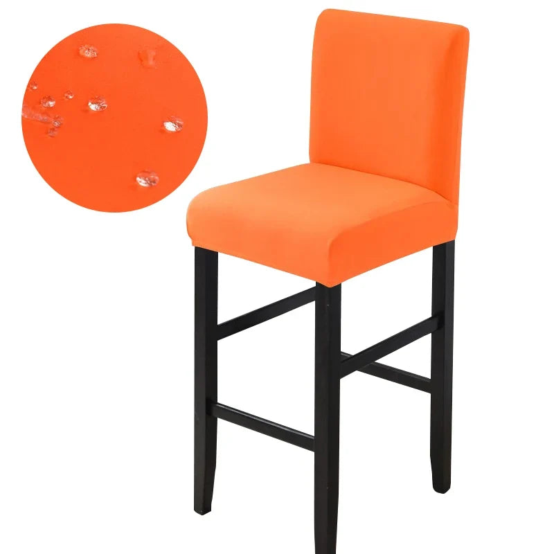 Waterproof Bar Stool Covers - Stretch Short Back Chair Protector Covers for Kitchen Dining Room Cafe Counter Height Seats