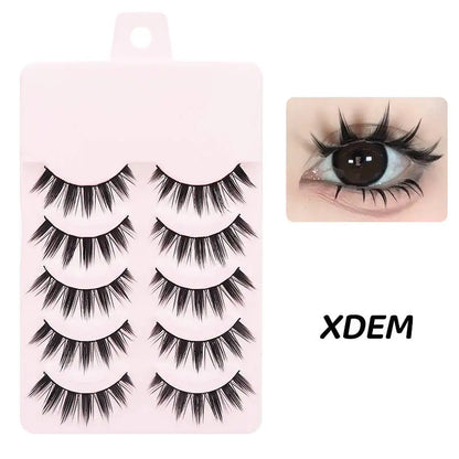 Manga Style Soft Natural False Eyelashes Wispy Thick Daily Wear Makeup Lashes