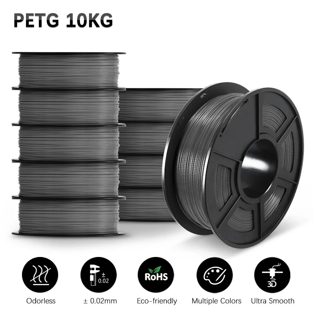 SUNLU PLA/PETG/PLA+ 3D Printer Filament Bundle – 10 Rolls 1KG Each, 1.75mm Neatly Wound Filament for 3D Printing (EU/US)