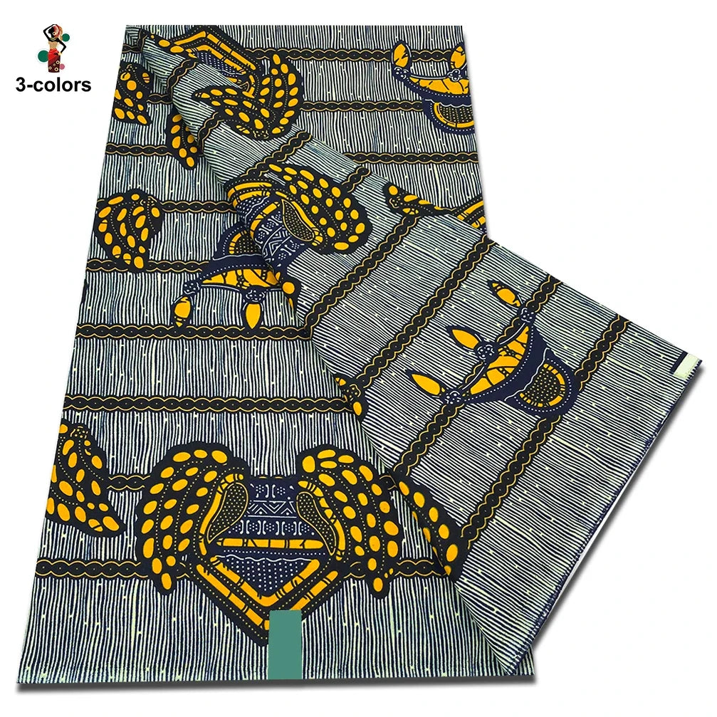African Real Wax Print Fabric - 100% Cotton Soft Ankara Pagne Material for Dresses