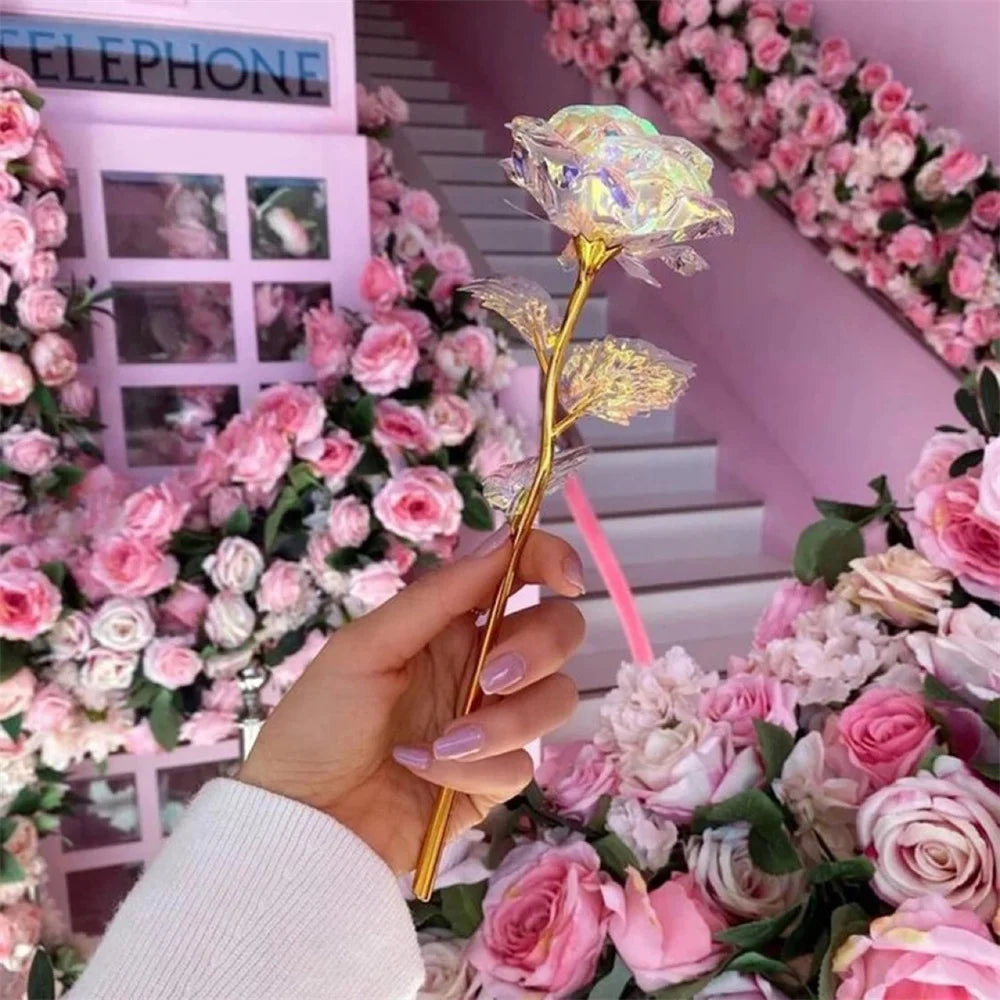 18cm 24K Golden Rose Flower – Artificial Foil Roses for Valentine’s Day, Wedding, Party Decoration & Holiday Gift