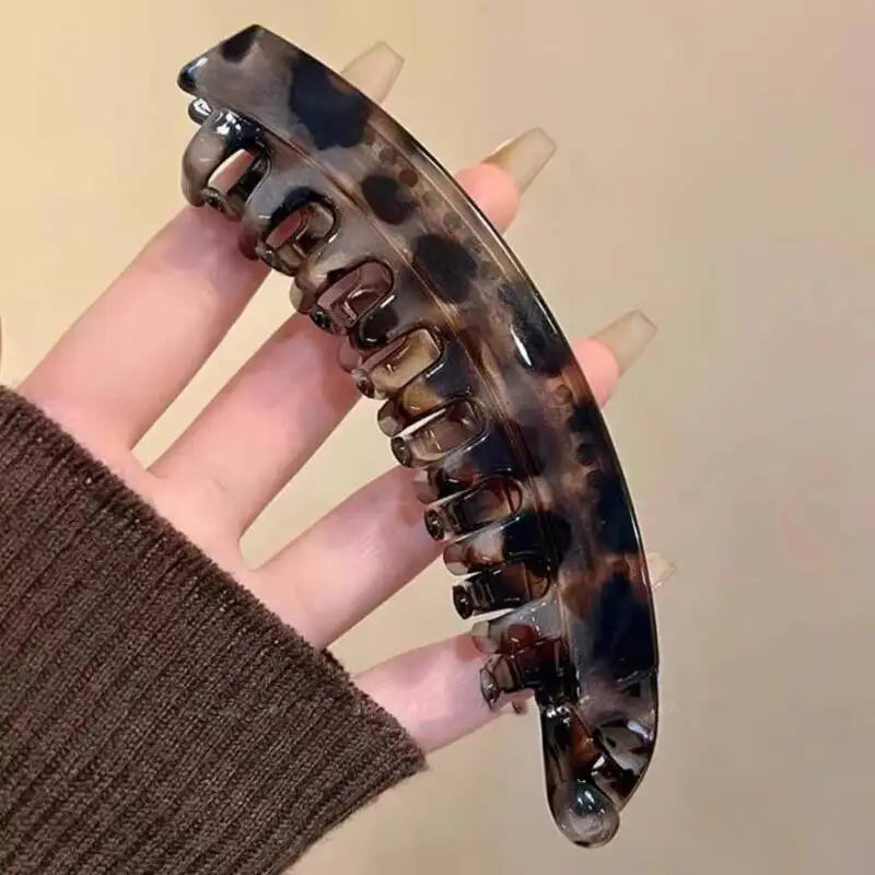 Tortoiseshell Banana Hair Clip - Fish Shape Twist Clamp Barrettes for Women Hair Styling Accessories