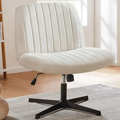 Armless Criss Cross Legged Swivel Office Chair - Wide Desk Chair Without Wheels