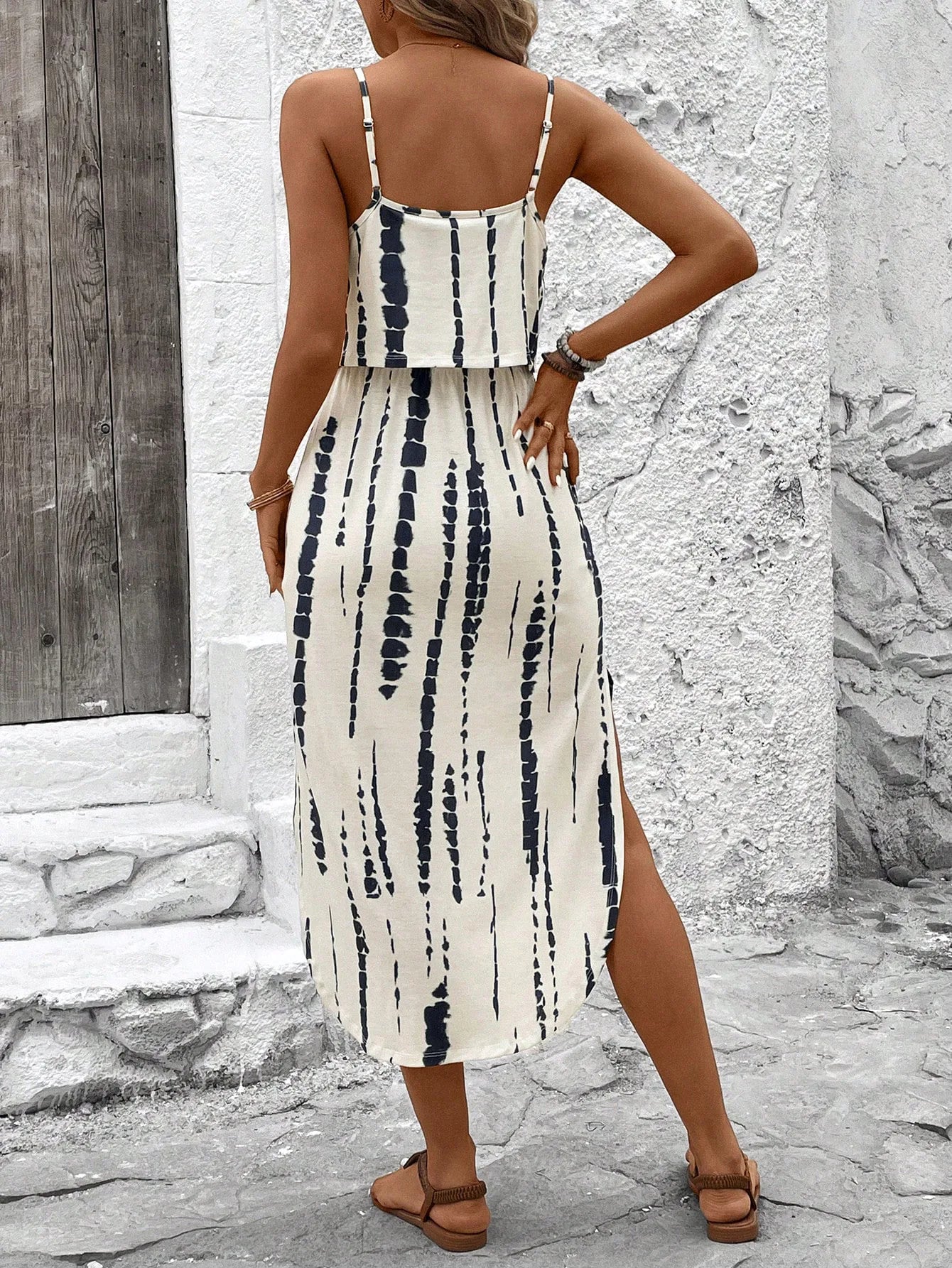 Women’s Summer Spaghetti Strap Dress - Sleeveless Flowy Casual Maxi Dress with Belt & Side Slit