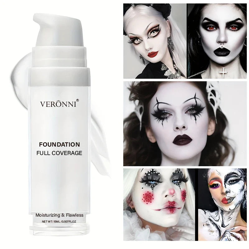 Pure White Liquid Foundation – Long-Lasting COS Stage Makeup Concealer & Mixable Brightening Adjuster