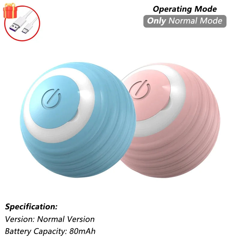 iLMH Smart Cat Interactive Ball Toy - Rechargeable Automatic Rolling Mouse Toy with Faux Tail for Pet Training & Play