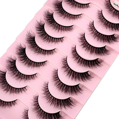 HBZGTLAD 10 Pairs 3D Faux Mink False Eyelashes – Natural Long Look Short Mink Lash Extensions for Makeup & Beauty