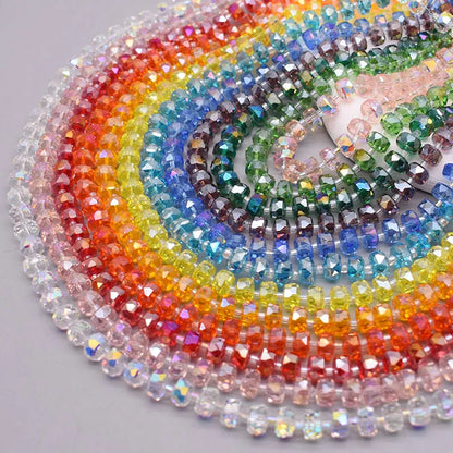 8mm Crystal Glass Beads Set - 30PCS Color Wheel Faceted Round Loose Beads for DIY Jewelry Making & Bracelets