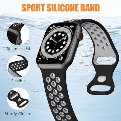 Silicone Apple Watch Strap - Breathable Wristband for Watch 11/10/9/8/7 Ultra 3/2 SE Series 49mm-41mm