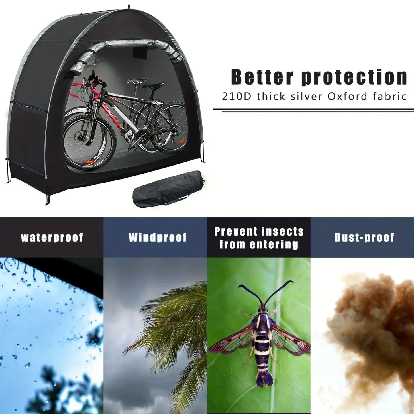 Portable Bike Storage Shed Tent - Waterproof Foldable Bicycle Shelter Cover for 1-4 Bikes Outdoor Protection