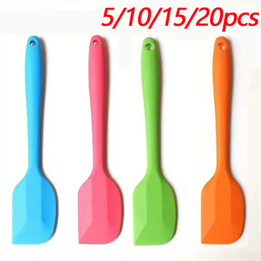 5/10/15/20PCS Silicone Baking Spatula Set – Heat Resistant Cream & Cake Scraper Tools, Seamless Non-Stick Kitchen Utensils (Random Colors)