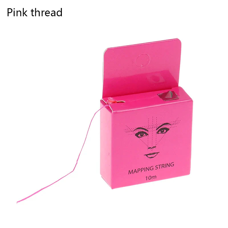 10M Pre-Inked Microblading Mapping String — Eyebrow Brow Marker Thread (White/Black/Pink) for Permanent Makeup