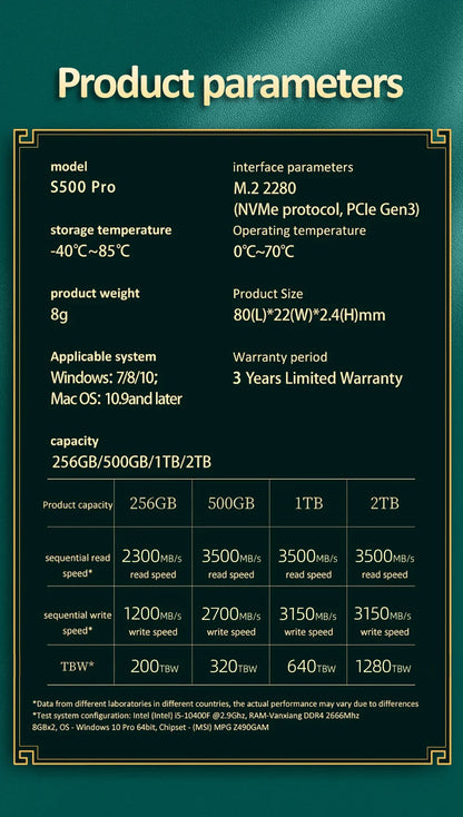 Fanxiang S500 Pro M.2 SSD 512GB, 1TB, 2TB - 3500MB/s NVMe PCIe 3.0 Internal Solid State Drive for Laptop & Desktop