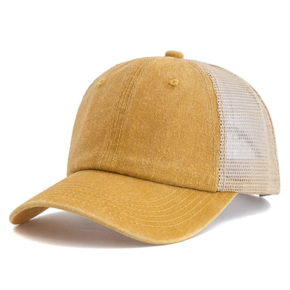 Unisex Washed Cotton Trucker Hat - Multi Color Casual Baseball Cap for Men & Women