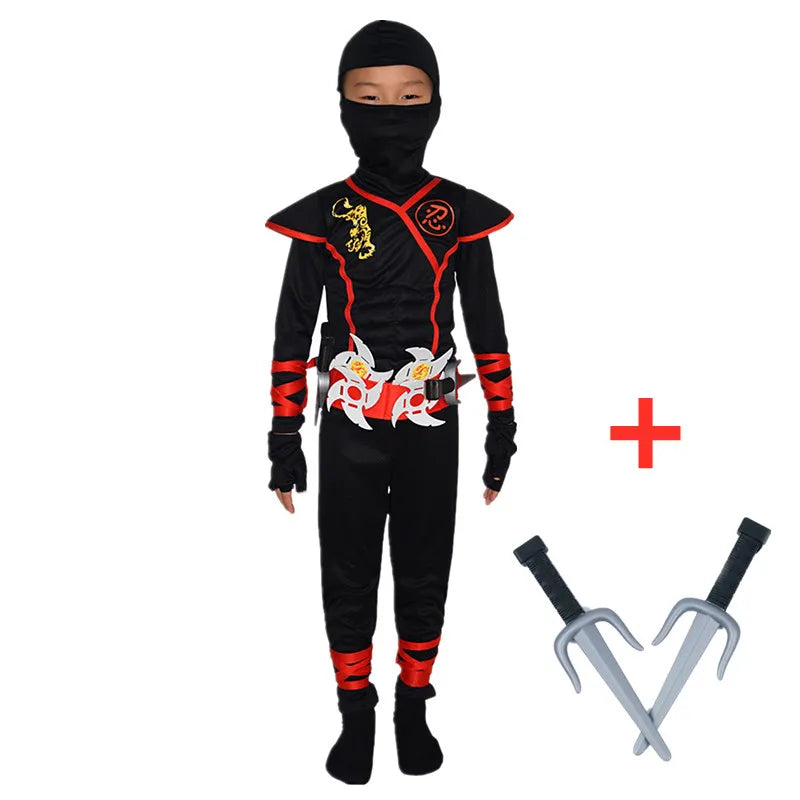 Red Ninja Costume for Boys – Samurai Kid Jumpsuit with Foam Accessories, Halloween & Gift Outfit