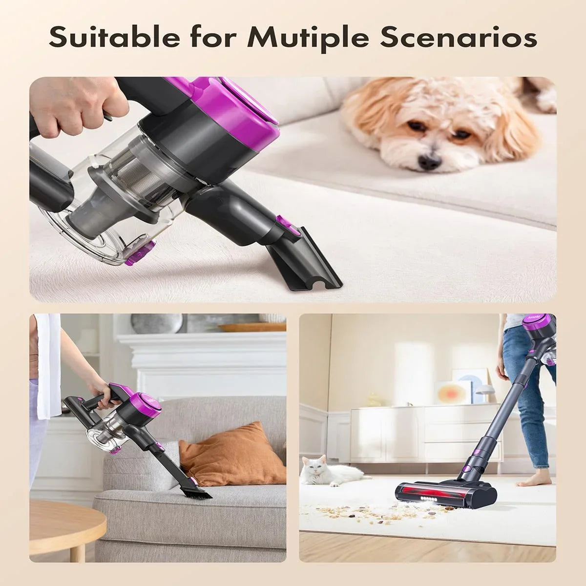 Homeika Cordless Stick Vacuum Cleaner – 23KPa Powerful Suction, 48min Runtime, LED Display for Hard Floors & Carpets