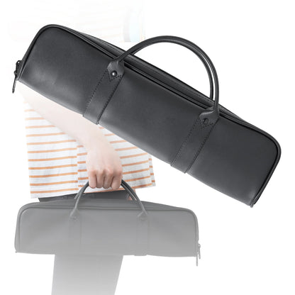 Portable Flute Bag Case - Lightweight Leather Backpack & Zipper Carrying Satchel for 16/17 Hole Flutes