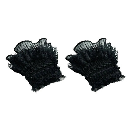 Gothic Lolita Lace Wrist Cuffs - Bowknot Maid Cosplay Accessories for Women & Girls