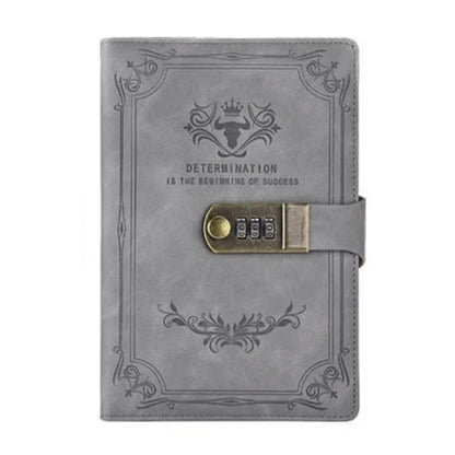 A5 Retro Password Book with Lock – 200 Pages Thick Creative Diary & Student Notepad Notebook