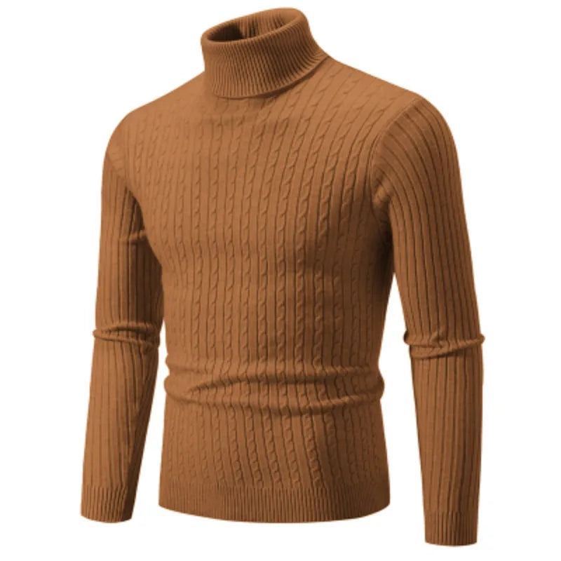 Men's High Neck Turtleneck Sweater - Warm Knitted Pullover Winter Casual Outdoor Top