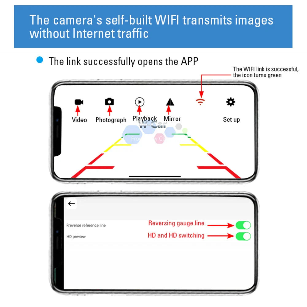 Wireless Car Rear View Camera — HD 170° Waterproof Backup Camera for Android & iOS, 12V/24V