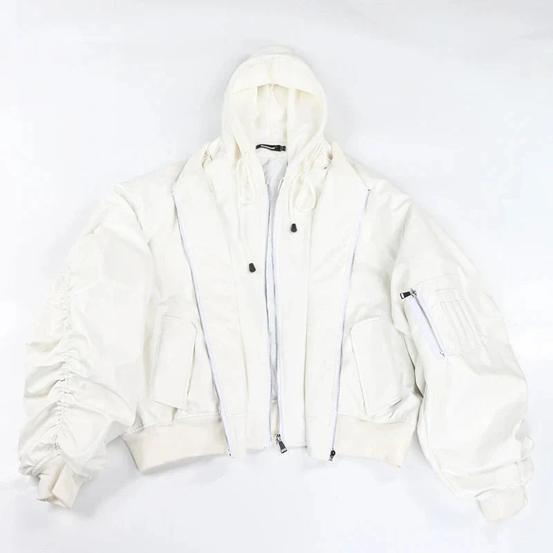 Mauroicardi Autumn Winter Oversized PU Leather Bomber Jacket for Men - Thickened Warm Hooded Luxury Designer Coat