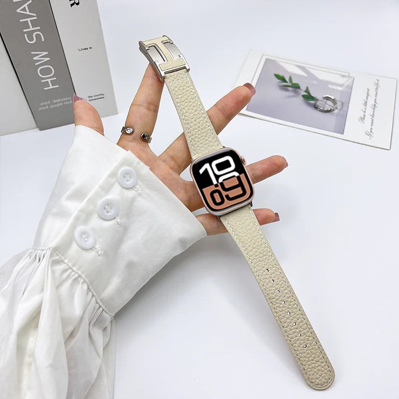 Genuine Leather Straps for Apple Watch – 40mm-49mm Bands for Series 5/6/7/8/9/10, SE & Ultra