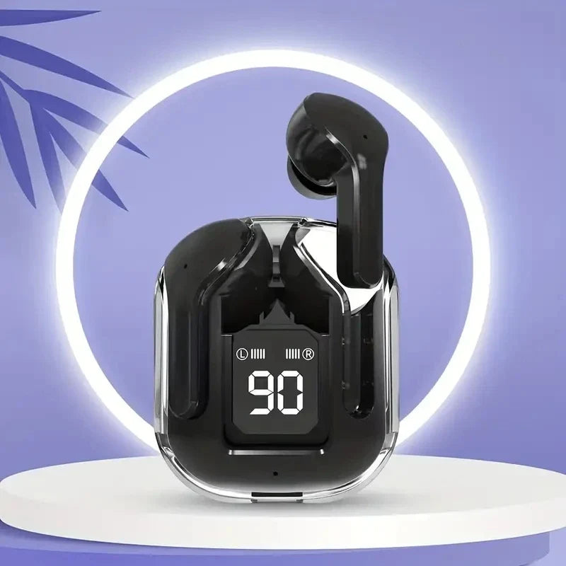 T2 Wireless Bluetooth Earphones - Transparent HiFi Stereo Headphones with LED Power Display