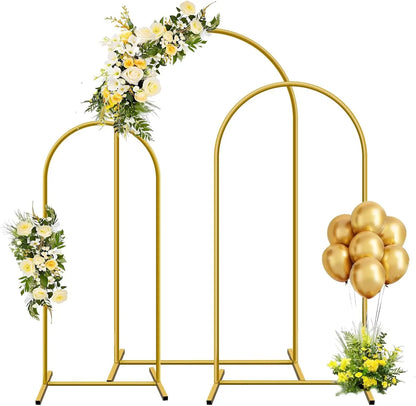 Gold Metal Arch Backdrop Stand - Balloon Frame Bow for Wedding, Birthday, Baby Shower & Graduation Decorations