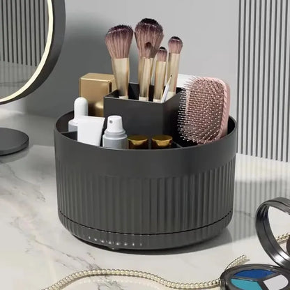 360° Rotating Makeup Brush Holder - Desktop Cosmetic Storage Shelf for Brushes, Lipsticks & Pens