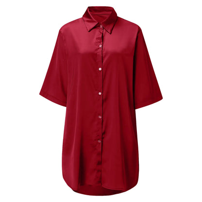 Women’s Silky Soft Long Sleeve Pajamas – Solid Color Sexy Nightshirt, Comfortable Home Sleepwear