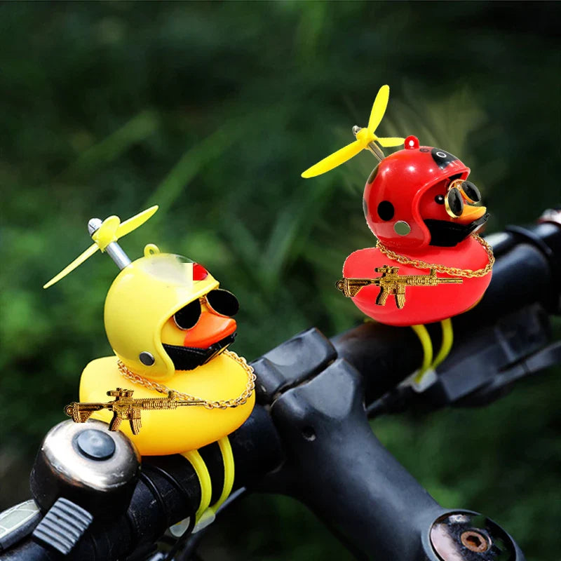 Motor Accessories Yellow Duck with Helmet – Bike and Car Decoration Without Lights – Fun Car Interior Accessory