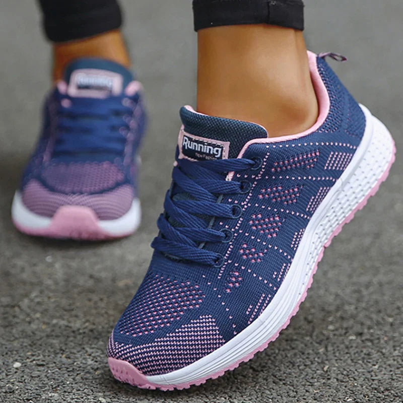 Women's Lightweight Lace-Up Flats – Fashionable Round Toe Nurse Sneakers, Comfortable Walking Shoes, Plus Size Available