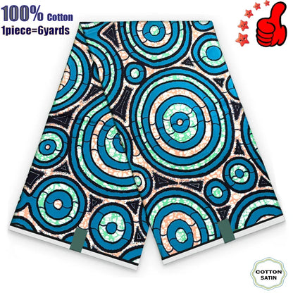African Real Wax Print Fabric - 100% Cotton Ghana Nigeria Style Ankara Batik Sewing Material