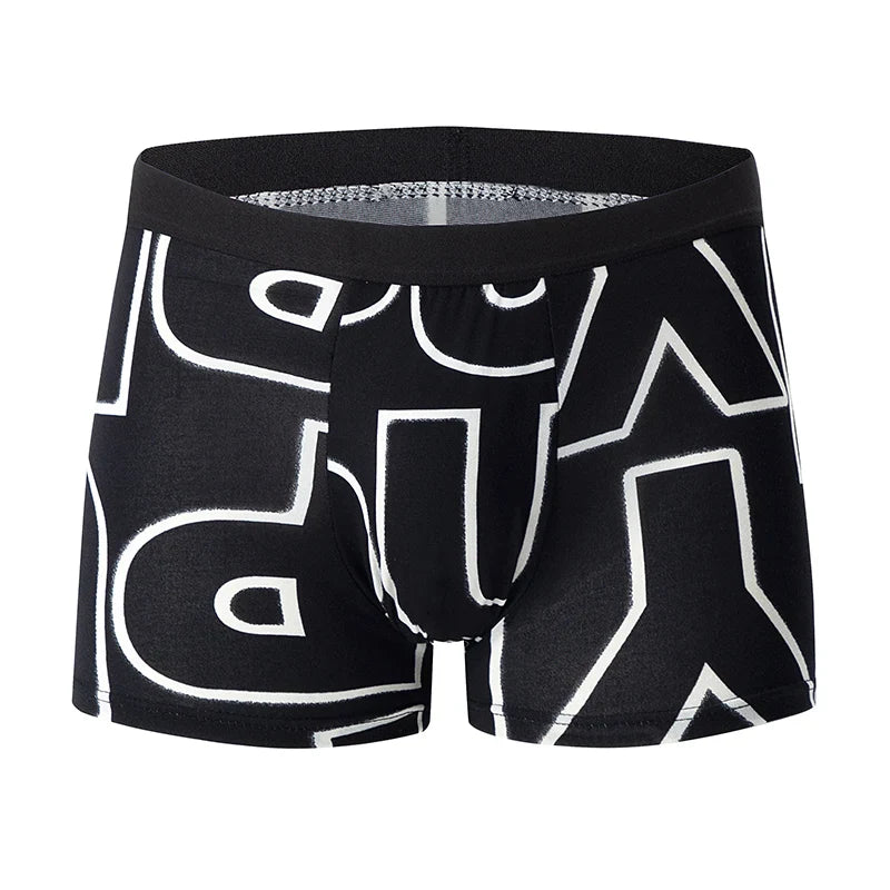 4-Piece Men's Fashion Boxer Shorts – European & American Size, Comfortable & Breathable Plus Size with Elastic Waist