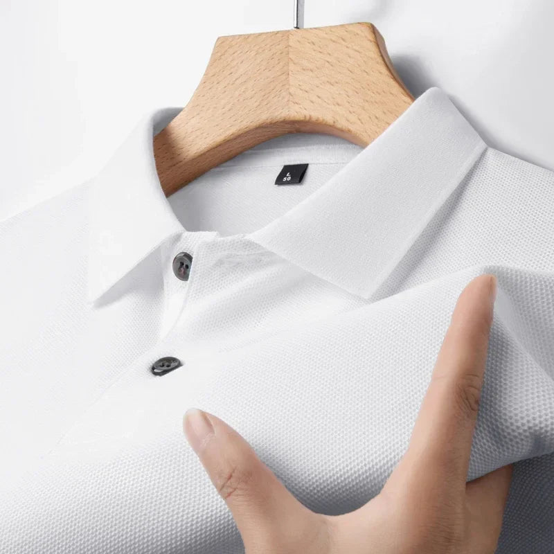 Men's 100% Cotton Polo Shirt - Breathable Summer Golf & Business Casual Tee with Silk-Like Finish